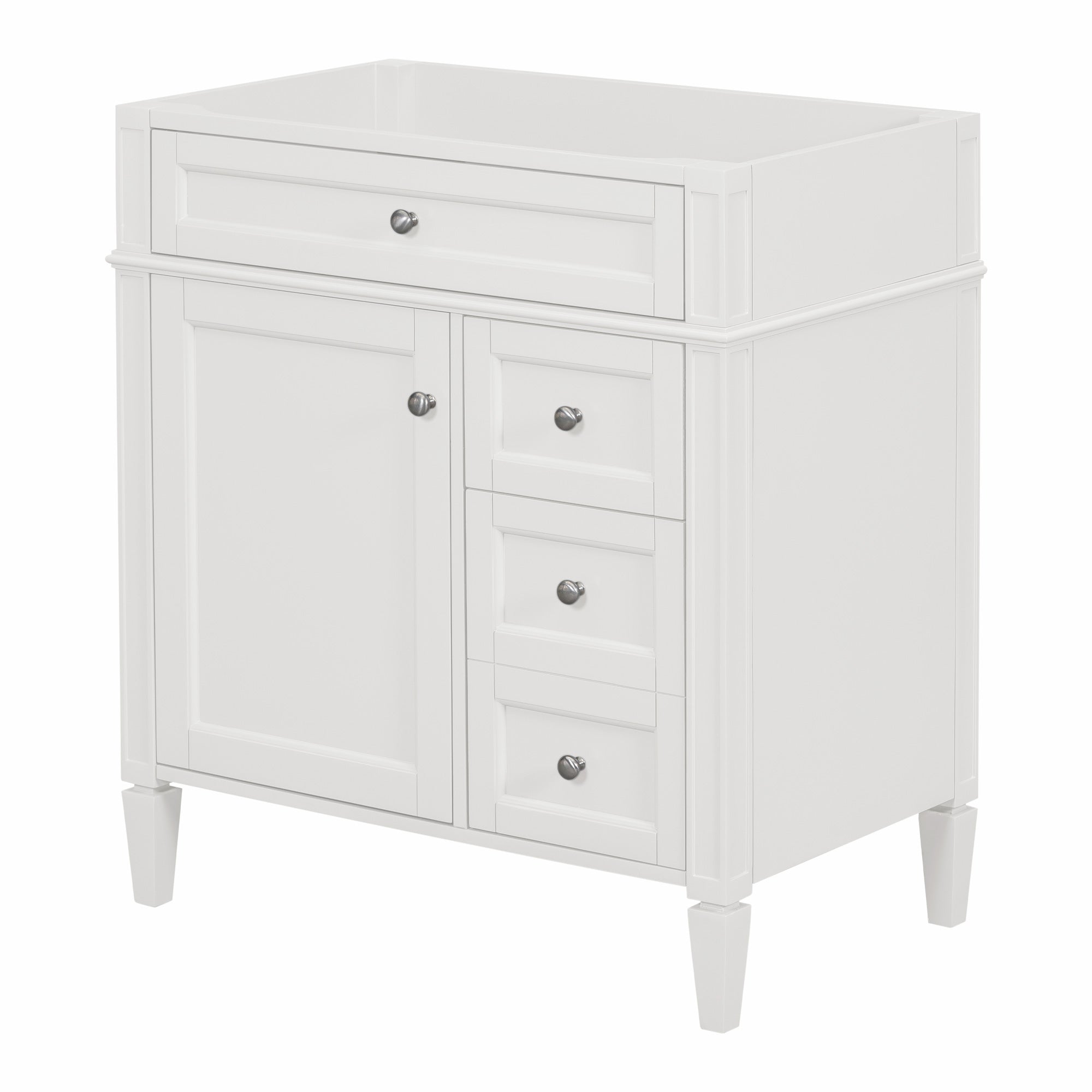 Alt View 4. Boyel Living - 30 Inch Modern Bathroom Vanity Cabinet No Sink Three Drawers With Tip Out White - White.