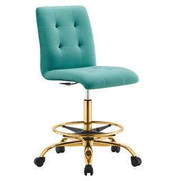 Prim Armless Performance Velvet Drafting Chair by Modway - Blue