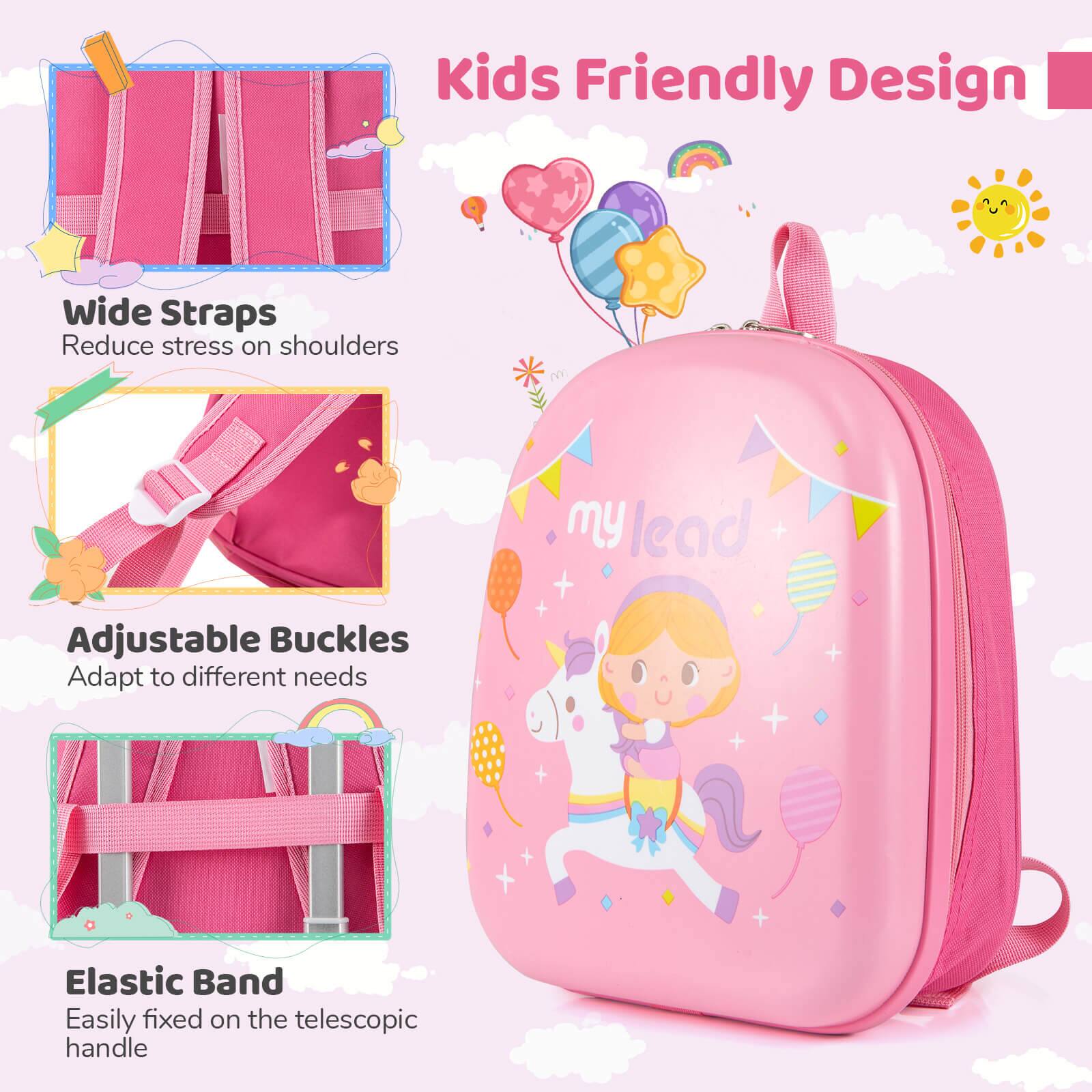 Kids Friendly Design

- Wide Straps
  - Reduce stress on shoulders

- Adjustable Buckles
  - Adapt to different needs

- Elastic Band
  - Easily fixed on the telescopic handle