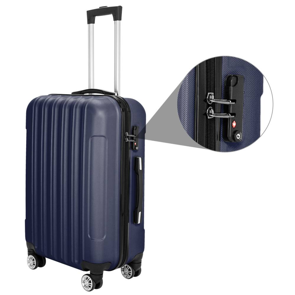 Alt View 7. Winado - 20"/24"/28" 3 Piece Trolley Carry On ABS Luggage Lightweight Hardside Suitcase Set Spinner Wheels & TSA Lock for Travel - Dark Blue.