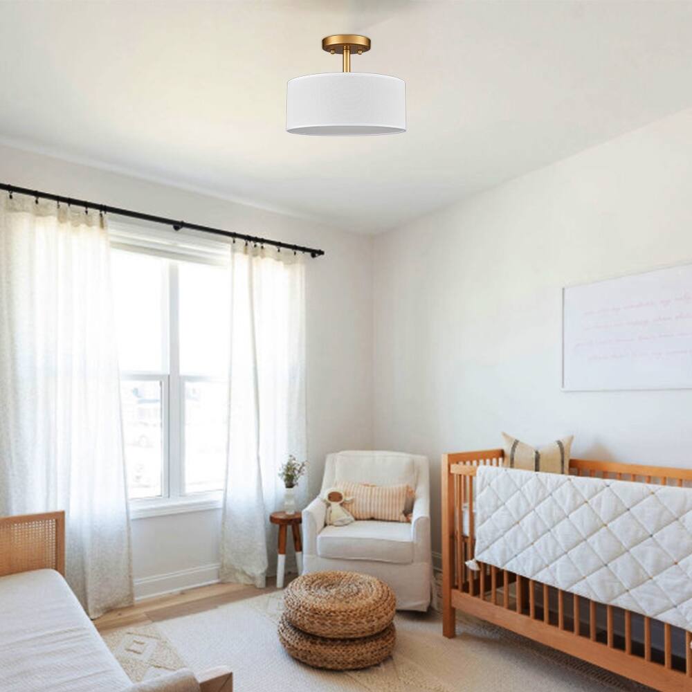 Left. MOOSE - Modern Gold Light Fixture Ceiling Mount Flush Mount Drum Ceiling Light Fixture - Gold.