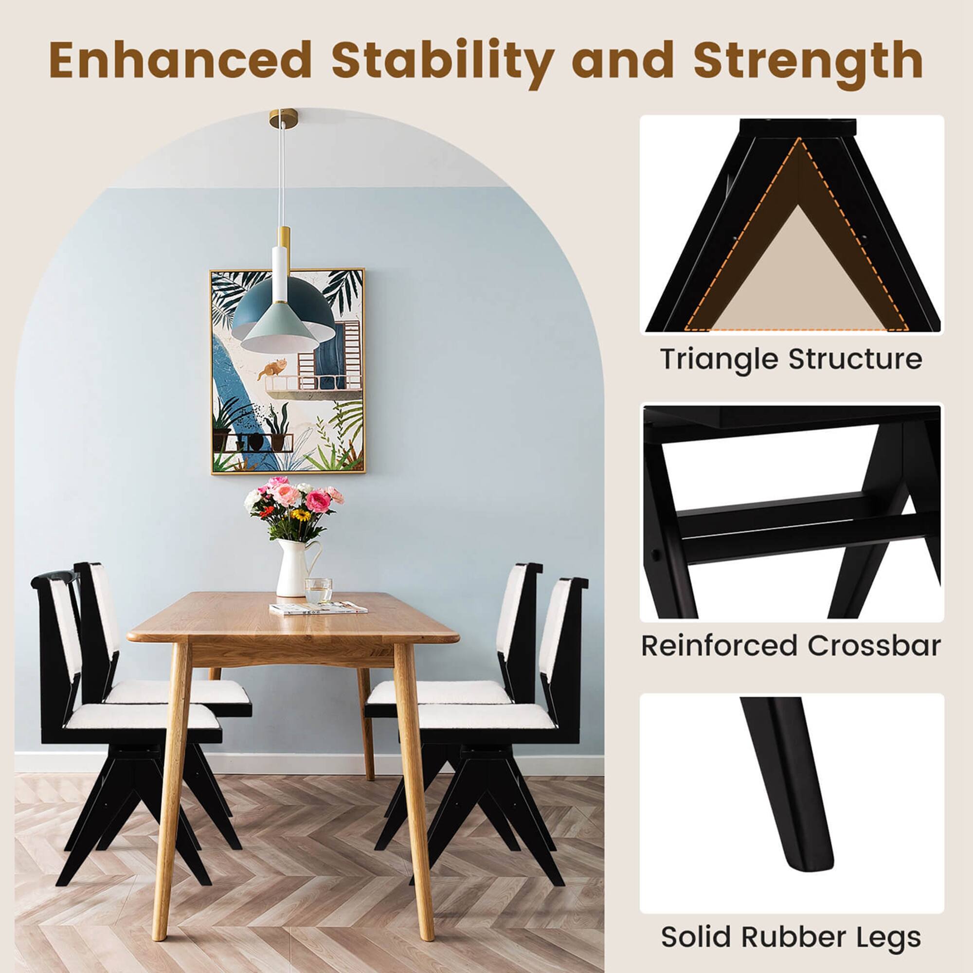 Enhanced Stability and Strength: Triangle Structure, Reinforced Crossbar, Solid Rubber Legs