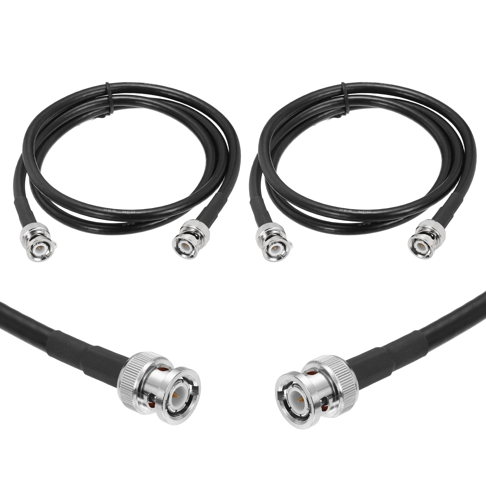 Unique Bargains - 2pcs KMR/LMR240 BNC Coaxial Cable, 50 Ohm, 3Ft, BNC M/M, Low-Loss Extension for RF Radio, Modem, Signal Generator - Black