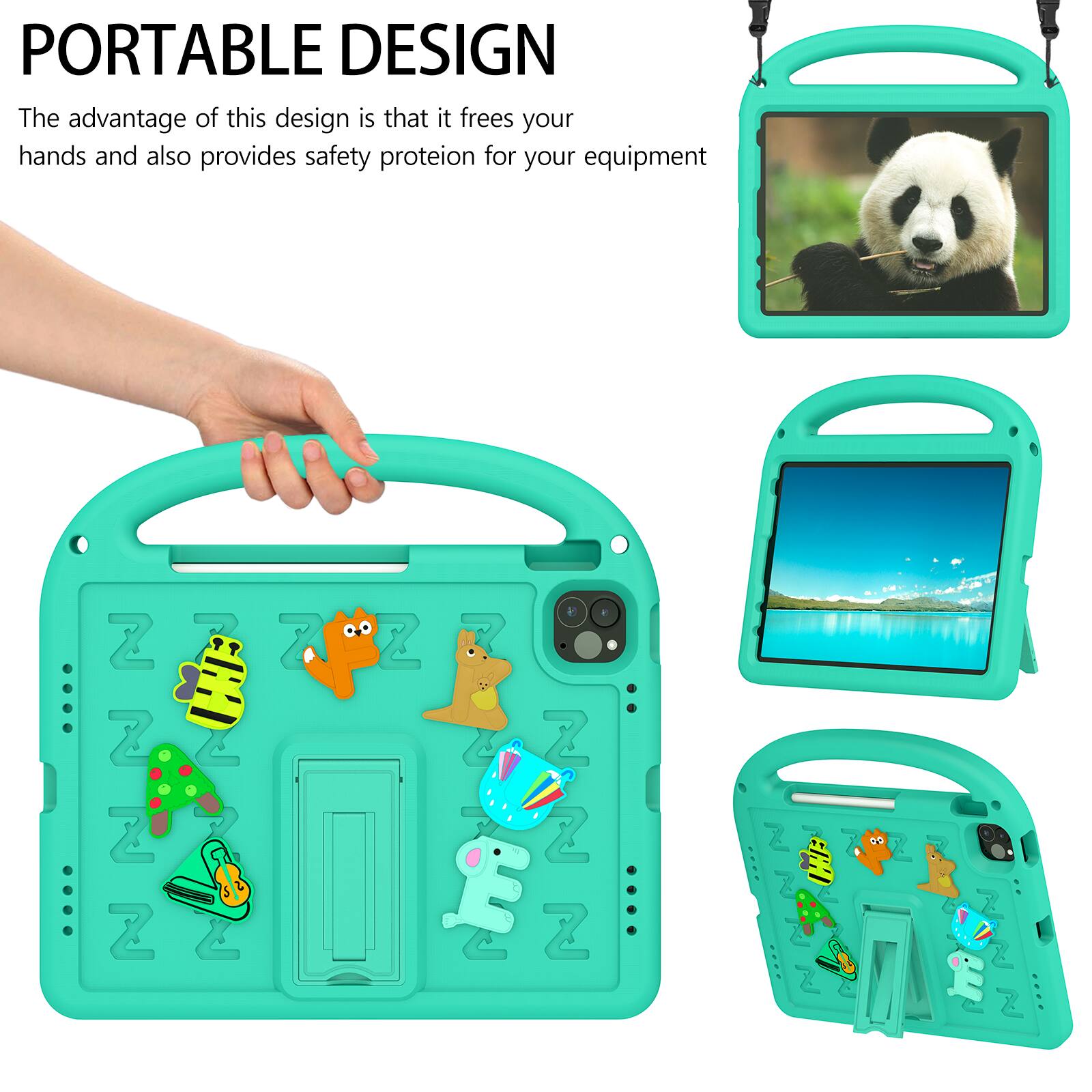 PORTABLE DESIGN  
The advantage of this design is that it frees your hands and also provides safety protection for your equipment