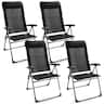 Costway - 4PCS Patio Folding Dining Chairs Portable Camping Headrest Adjust - Black