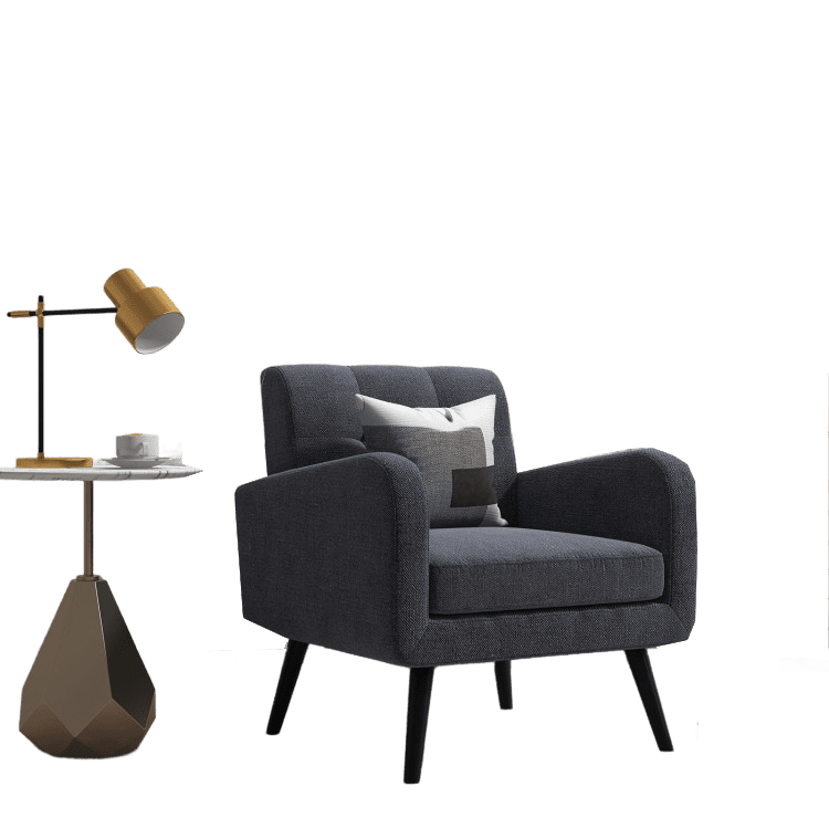 Alt View 5. Kadyn - Modern Upholstered Comfy Accent Chair Single Sofa with Rubber Wood, Fabric Lazy Chair Large Accent Chair - Gray.