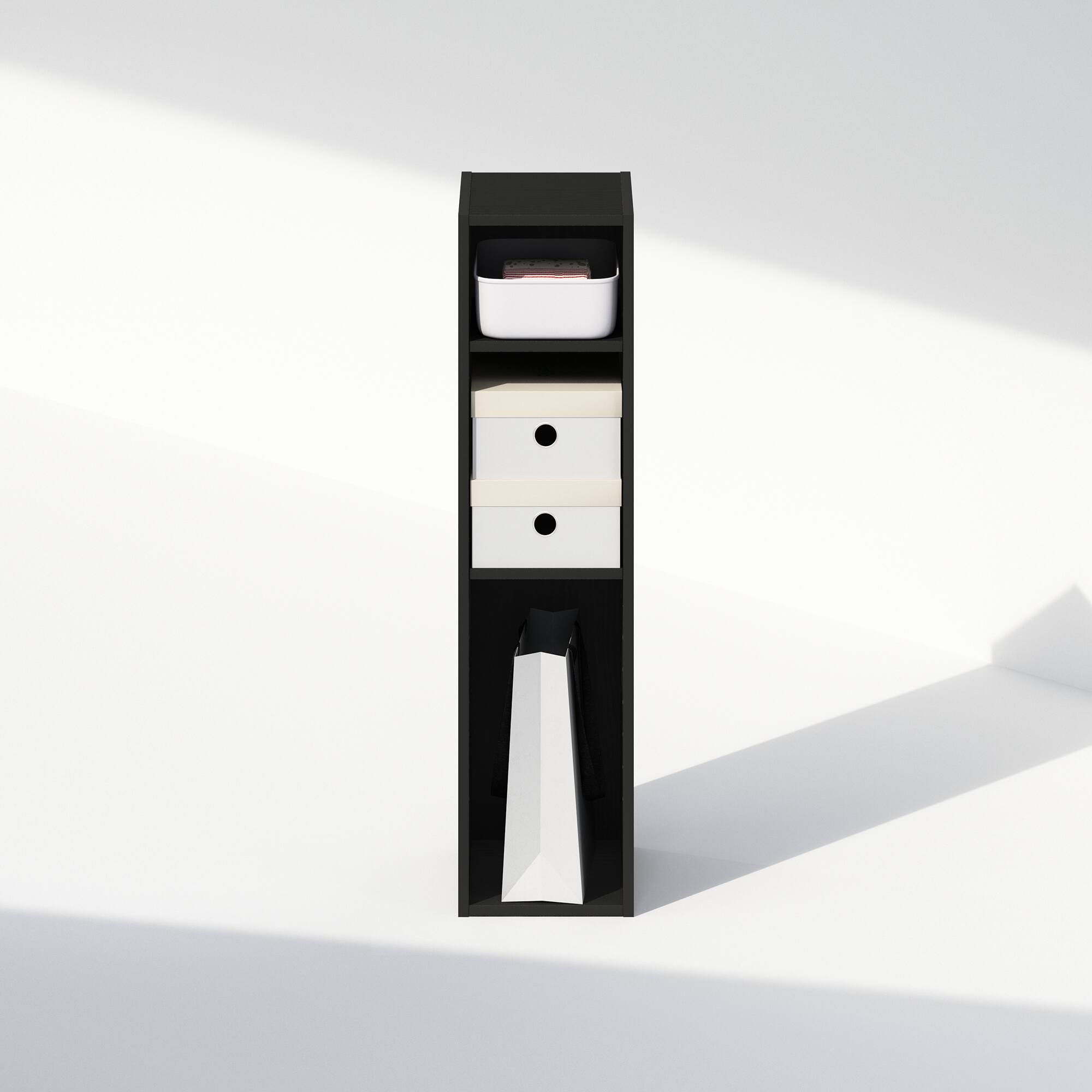 Alt View 4. Furinno - Reed 3-Tier Multipurpose Clothing & Closet Storage Organizer Shelf, 8-Inch Width - Blackwood.