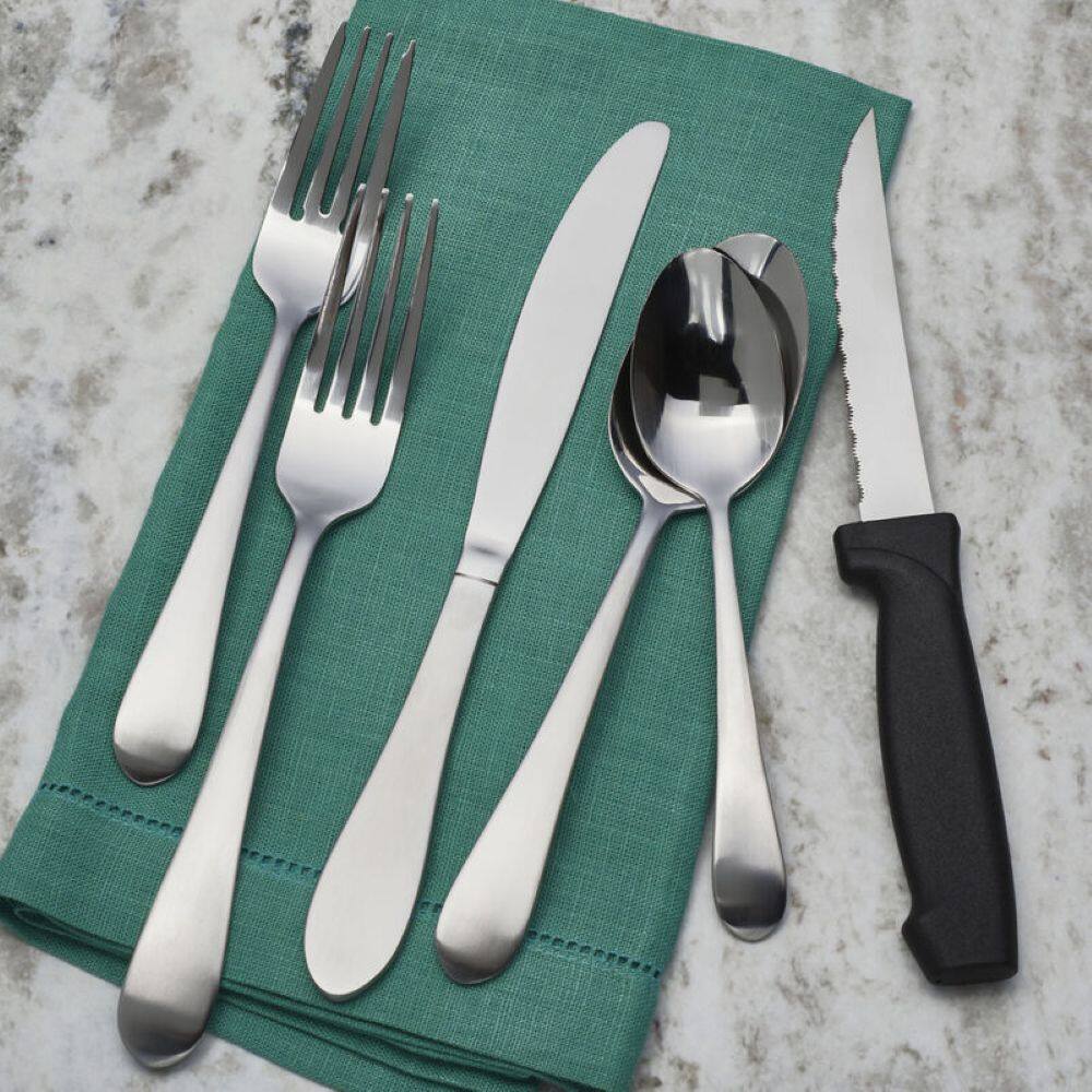 Left. Pfaltzgraff - Salisbury Satin 18.0 48-Piece Flatware Set - Silver.