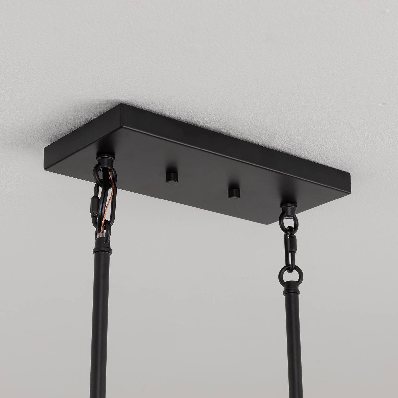 Alt View 8. Siljoy - 52 In Modern Black 5 Light Smoke Glass Linear Pendant Light Adjustable Rod for Dining Room Kitchen Island Foyer - Black.