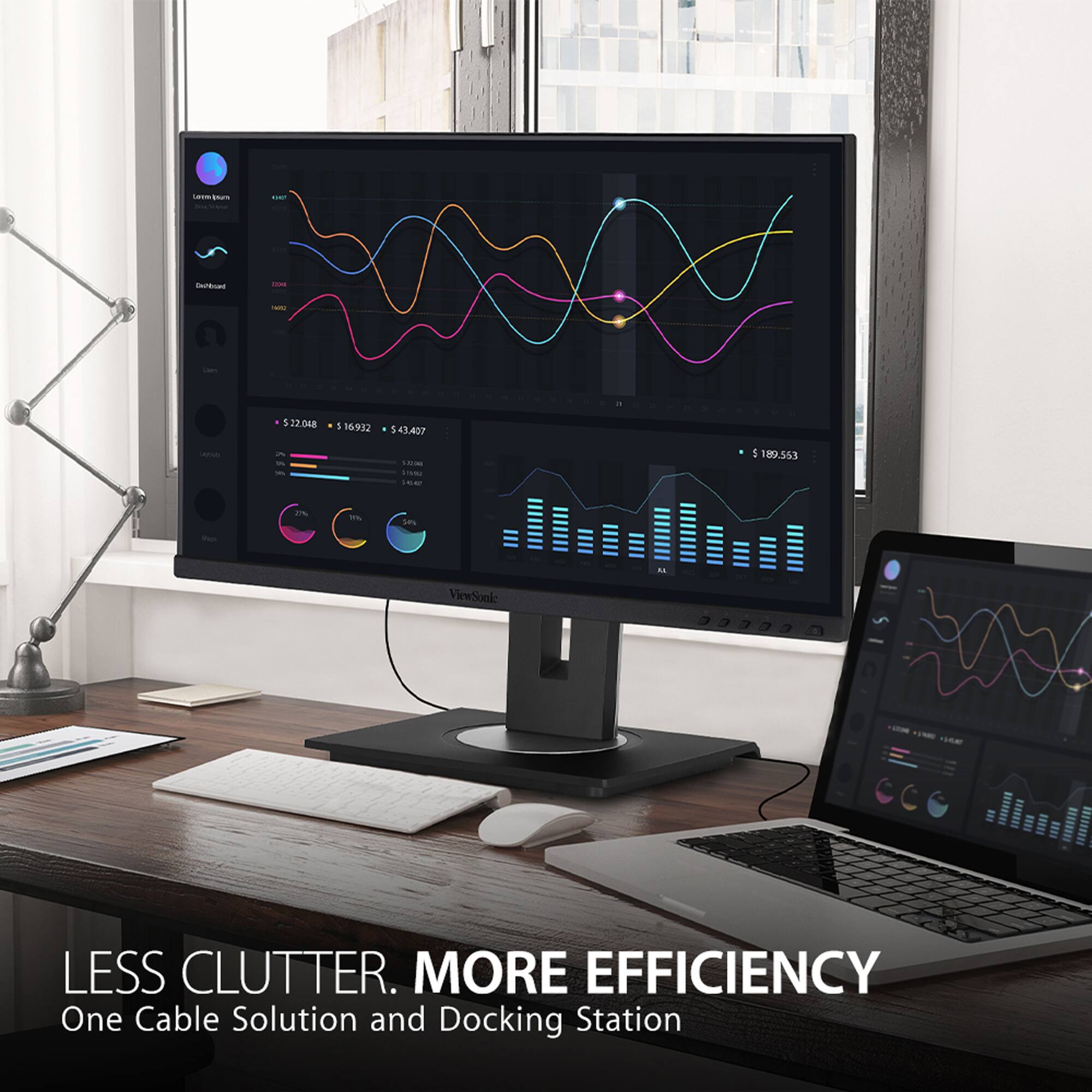 Less Clutter. More Efficiency. One Cable Solution and Docking Station.