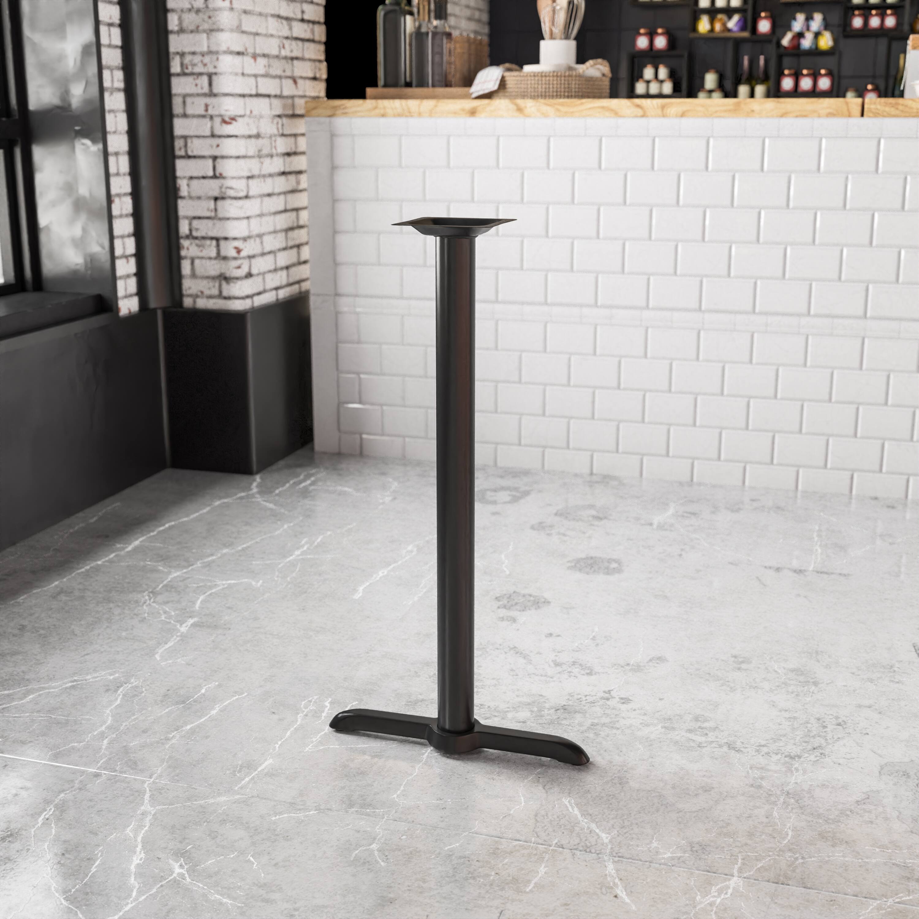 Angle. Flash Furniture - Beverly 5'' x 22'' Restaurant Table T-Base with 3'' Dia. Bar Height Column - Black.