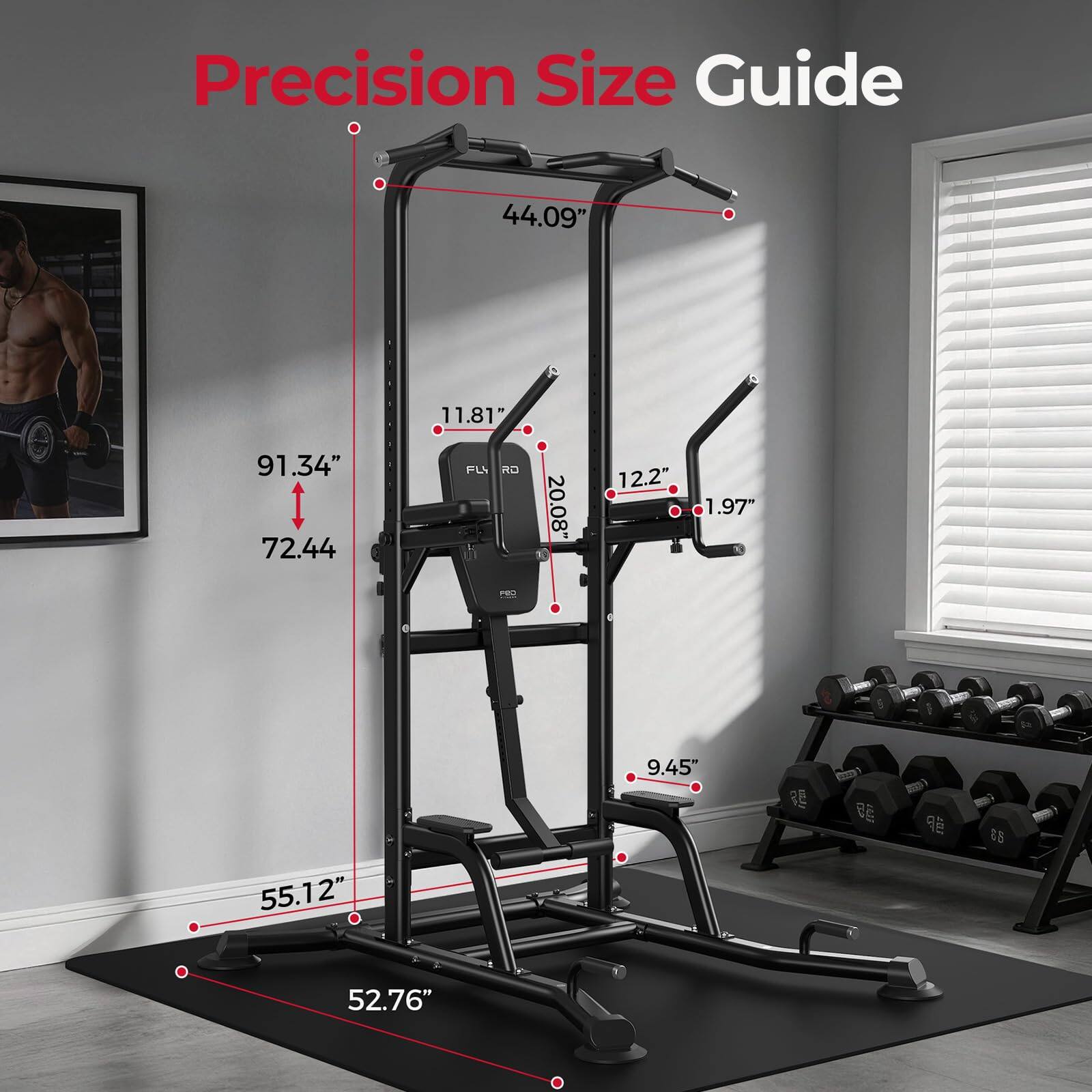 Precision Size Guide

- 44.09"
- 11.81"
- 91.34"
- 72.44"
- 20.08"
- 12.2"
- 1.97"
- 9.45"
- 55.12"
- 52.76"