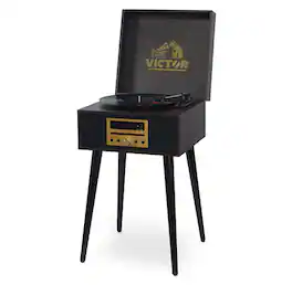 Victor Audio - Victor Newbury 8-in-1 Wood Music Center - Espresso