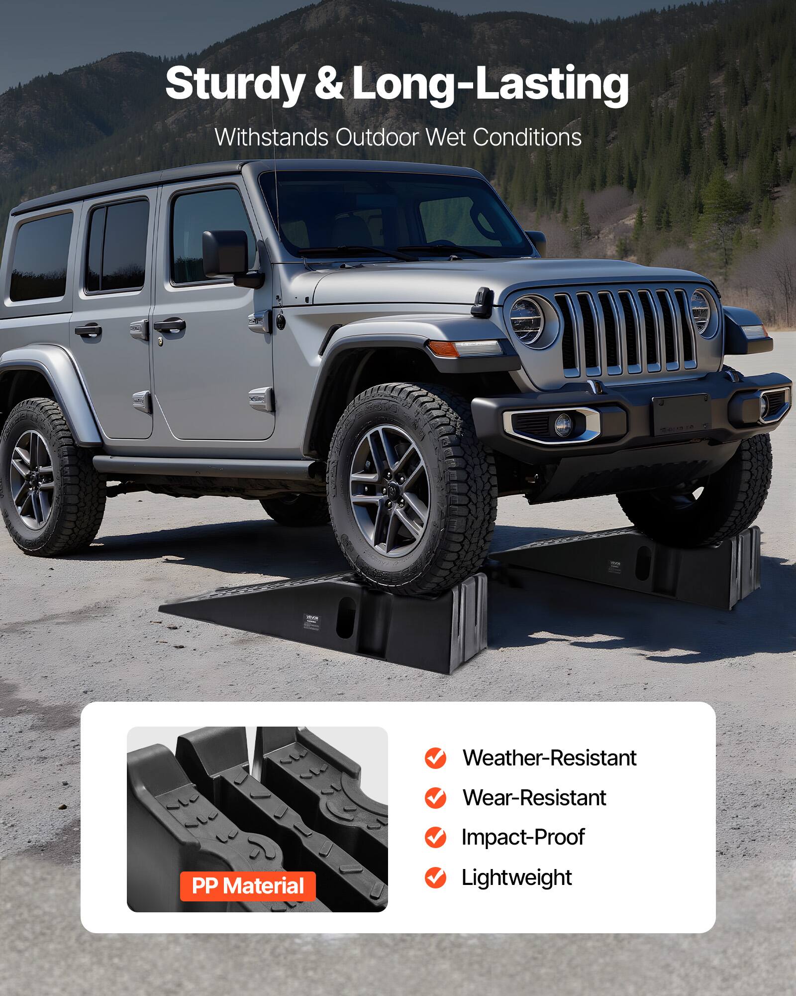 Sturdy & Long-Lasting  
Withstands Outdoor Wet Conditions  

Weather-Resistant  
Wear-Resistant  
Impact-Proof  
Lightweight  

PP Material