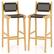 Front. Costway - 2 PCS 30" Teak Wood Bar Chair with Backrest & Footrest Bar Height Chair for Deck - Black + Natural.