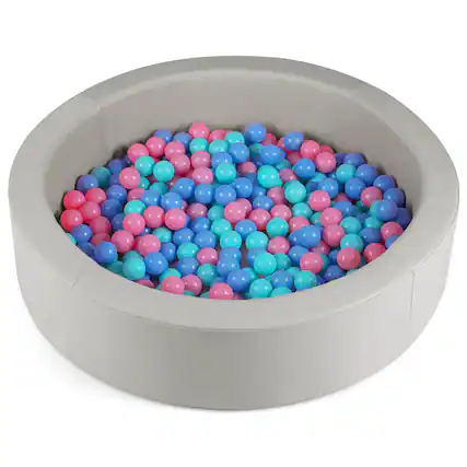 Front. Costway - Costway 42.5" Round Foam Ball Pits with 25D Sponge Filling Washable PU Cover for Kids Gift - Gray.
