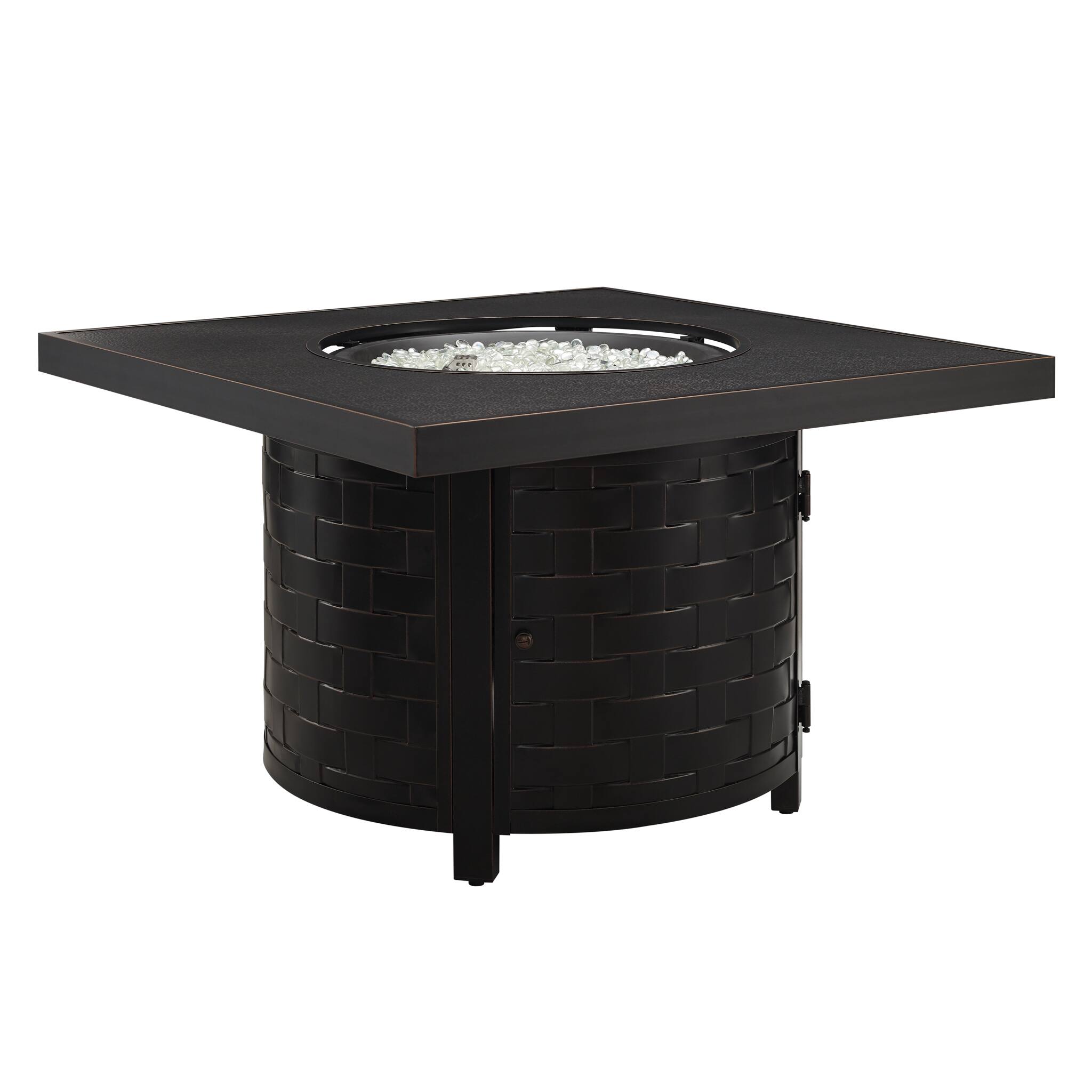 Front. Fire Sense - Henley Square Aluminum LPG/NG Fire Pit - Antique Bronze.