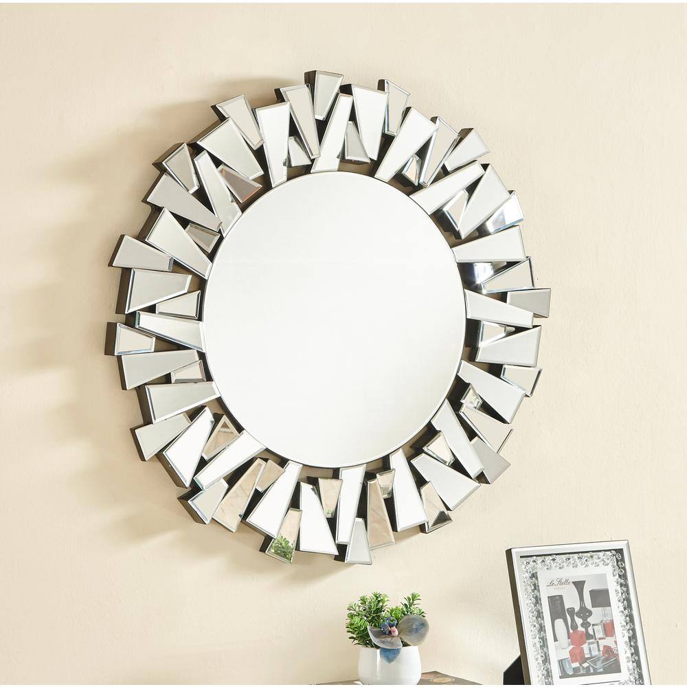 Angle. Elegant Decor - Sparkle 39.5 in. Contemporary Round Mirror in Clear - Clear.