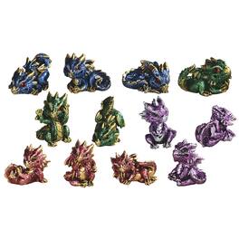 FC Design - 12-PC Miniature Dragons in Different Poses 2.25"H Figurine Statue Set Desk Tabletop Medieval Gaming Home Decor - Multi-Color