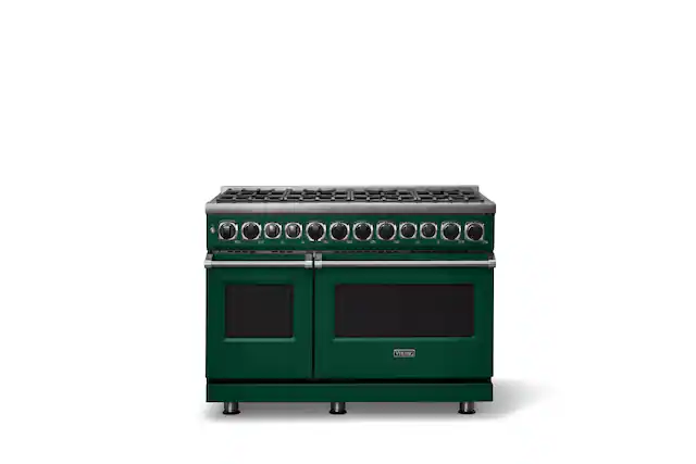 Front. Viking - 48 in. Wide 8 Burner Dual Fuel Sealed Burner Range - Ivy.