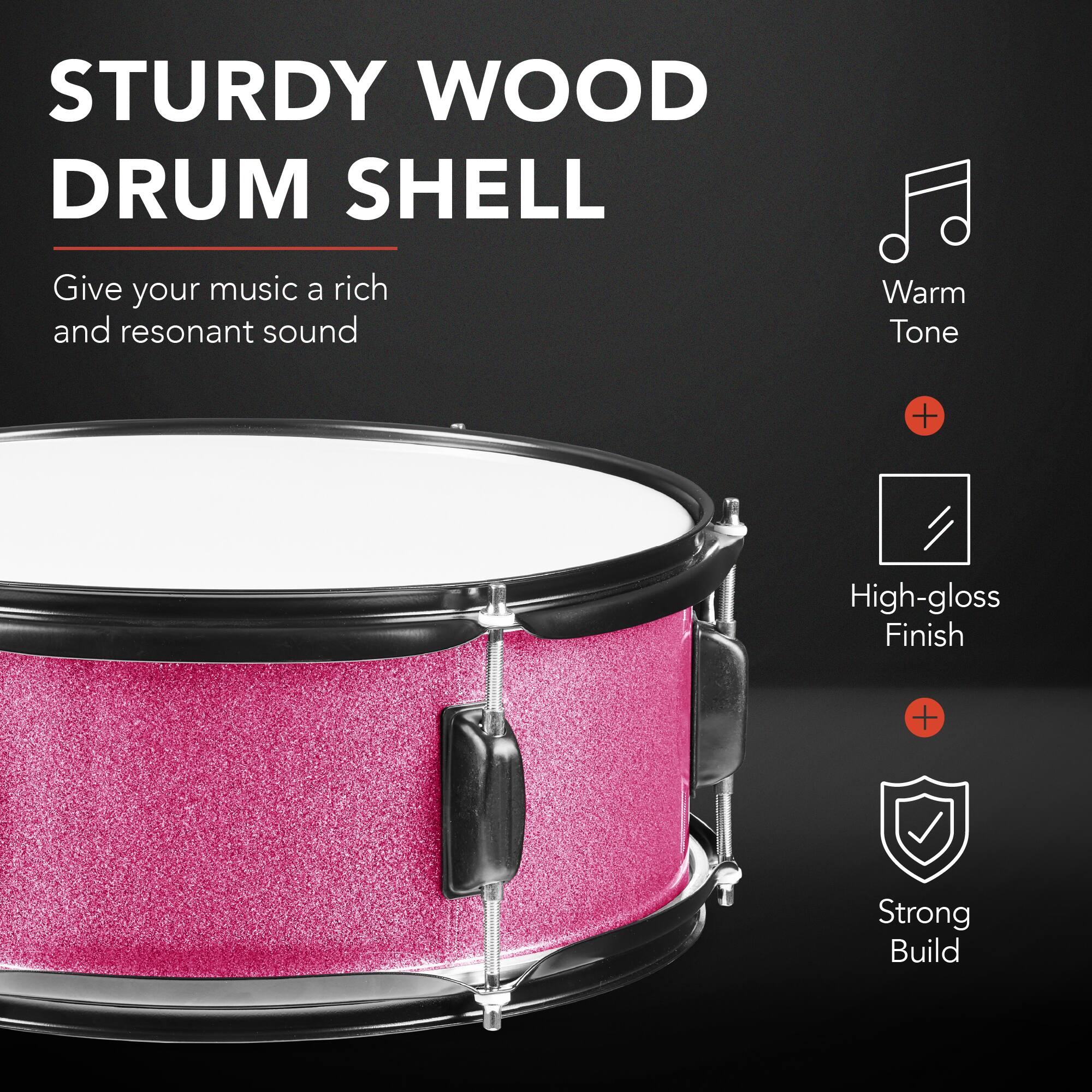 STURDY WOOD DRUM SHELL

Give your music a rich and resonant sound

Warm Tone + High-gloss Finish + Strong Build