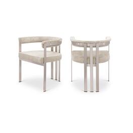 Meridian Furniture - Marcello Velvet Dining Chair, Set of 2 - Beige