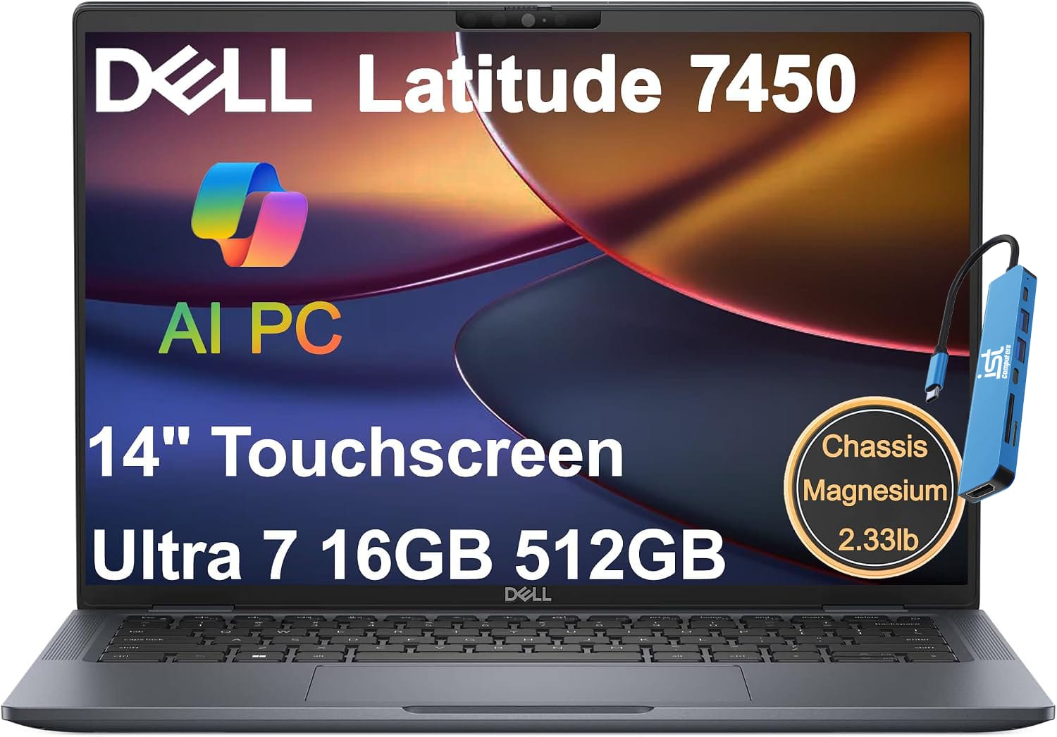Dell - Upgraded - Latitude 7450 14" QHD+ Touchscreen Laptop - Intel Core Ultra 7 - 16GB RAM - 512GB SSD - Thunderbolt 4 - Windows 11 Pro - Blue
