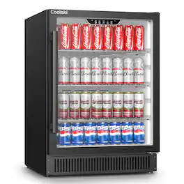 Coolski - Beverage Refrigerator 24 Inch Under-Counter Beverage Fridge 180 Cans Built-In or Freestanding Beverage Cooler wi - Black