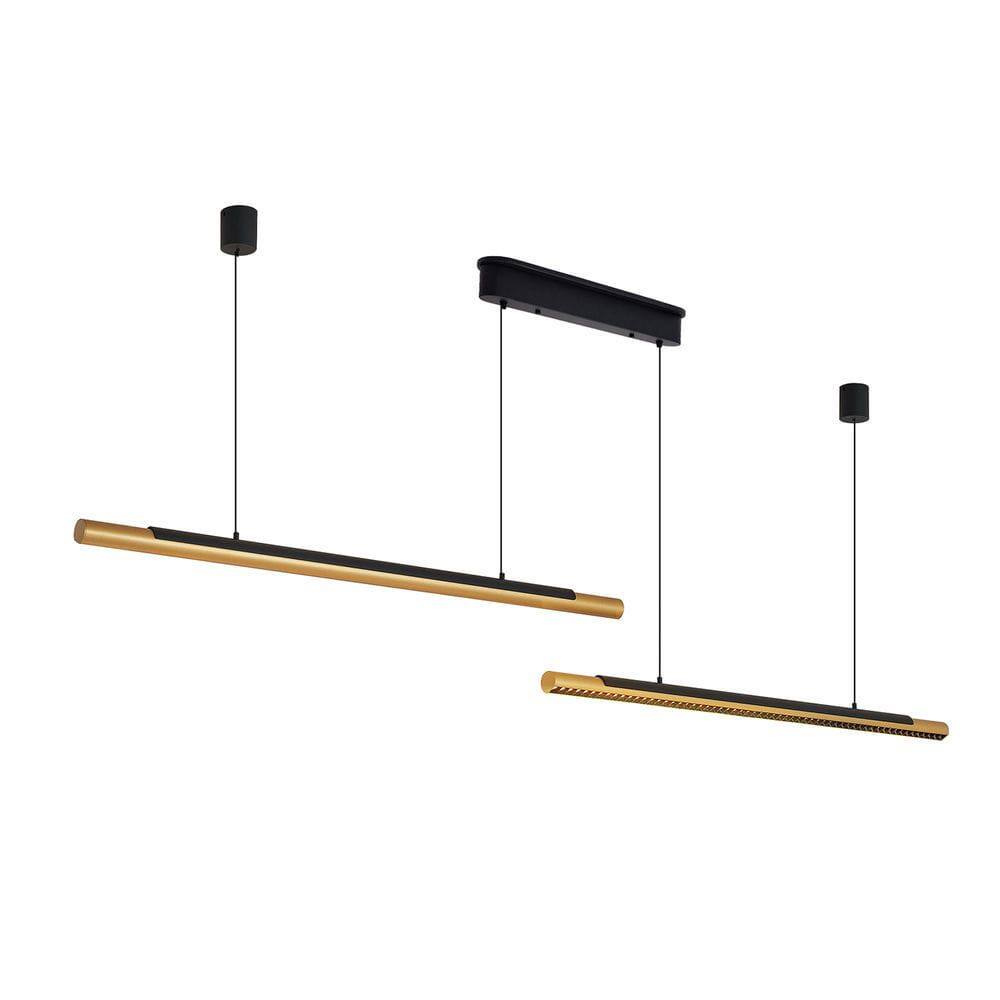 Angle. Kadyn - 75-inch Modern Black and Gold LED Pendant Light, Adjustable Hanging Light for Dining Room, Gold Black - Gold.