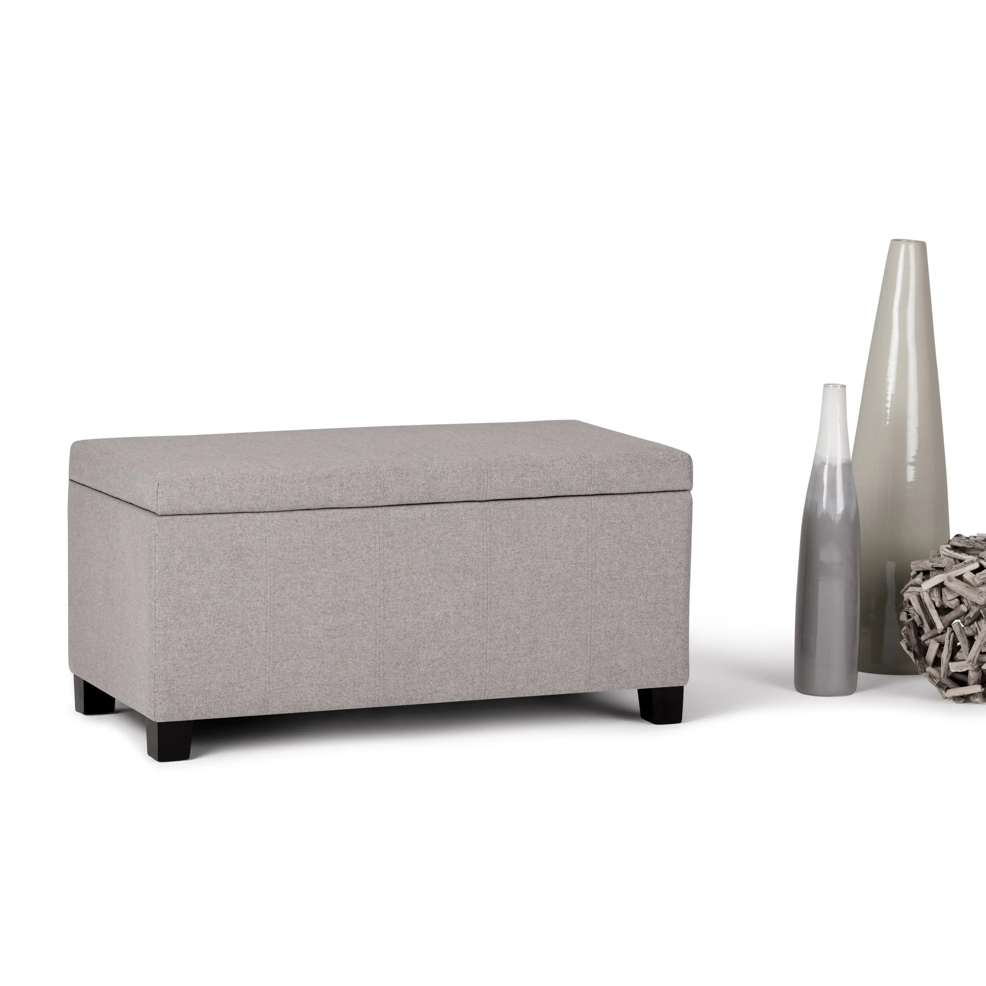 Alt View 17. Simpli Home - Dover 36 inch Wide Contemporary Rectangle Storage Ottoman Bench - Gray Cloud.