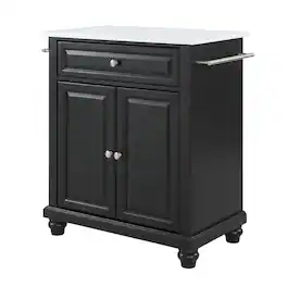 Crosley Furniture - Cambridge Stone Top Portable Kitchen Island/Cart - Black