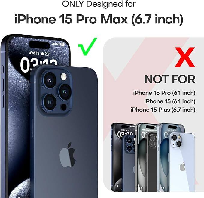 ONLY Designed for iPhone 15 Pro Max (6.7 inch) X NOT FOR iPhone 15 Pro (6.1 inch) iPhone 15 (6.1 inch) iPhone 15 Plus (6.7 inch)