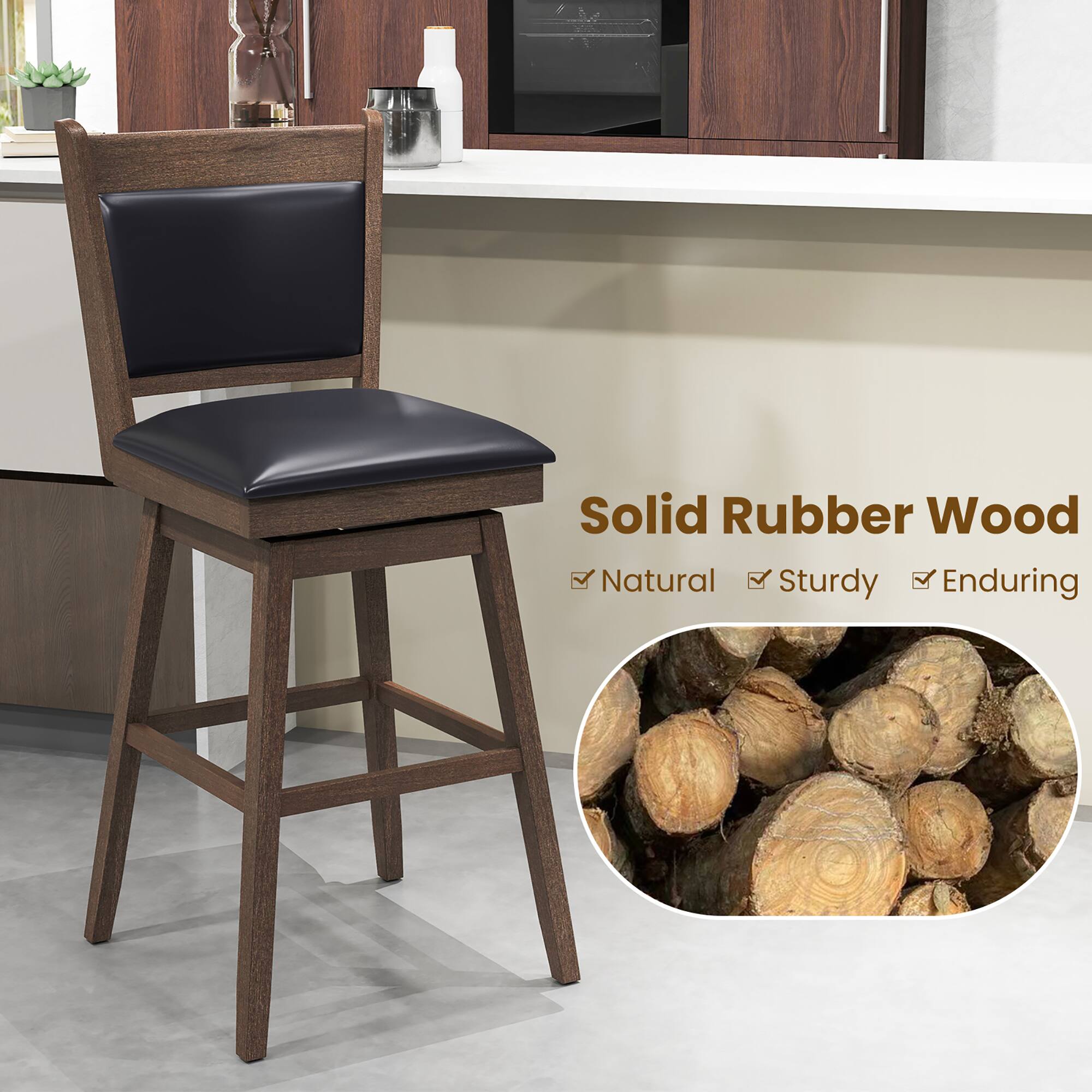 Solid Rubber Wood Natural Sturdy Enduring