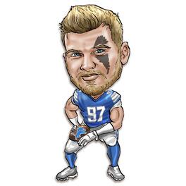 Sporticulture - Aidan Hutchinson Detroit Lions Metal Caricature Wall Art - Blue