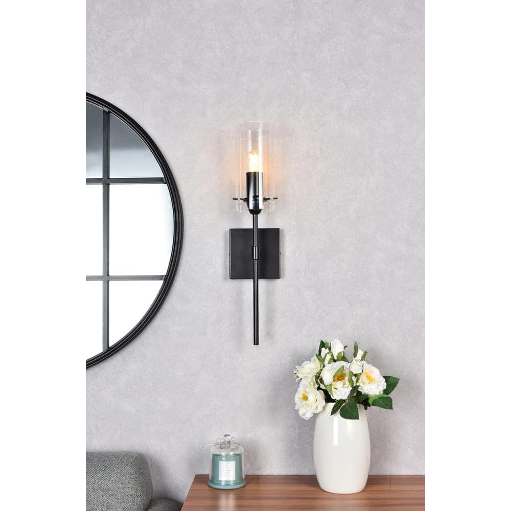 Living District - Elsreth 1 light black wall sconce - Black And Clear price history on PriceWatchPro