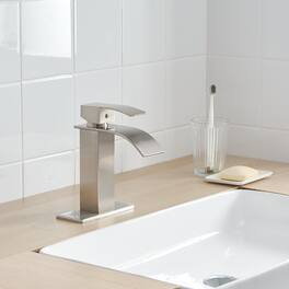 Single Handle Single Hole Bathroom Faucet with Deckplate Included and Pop Up Drain