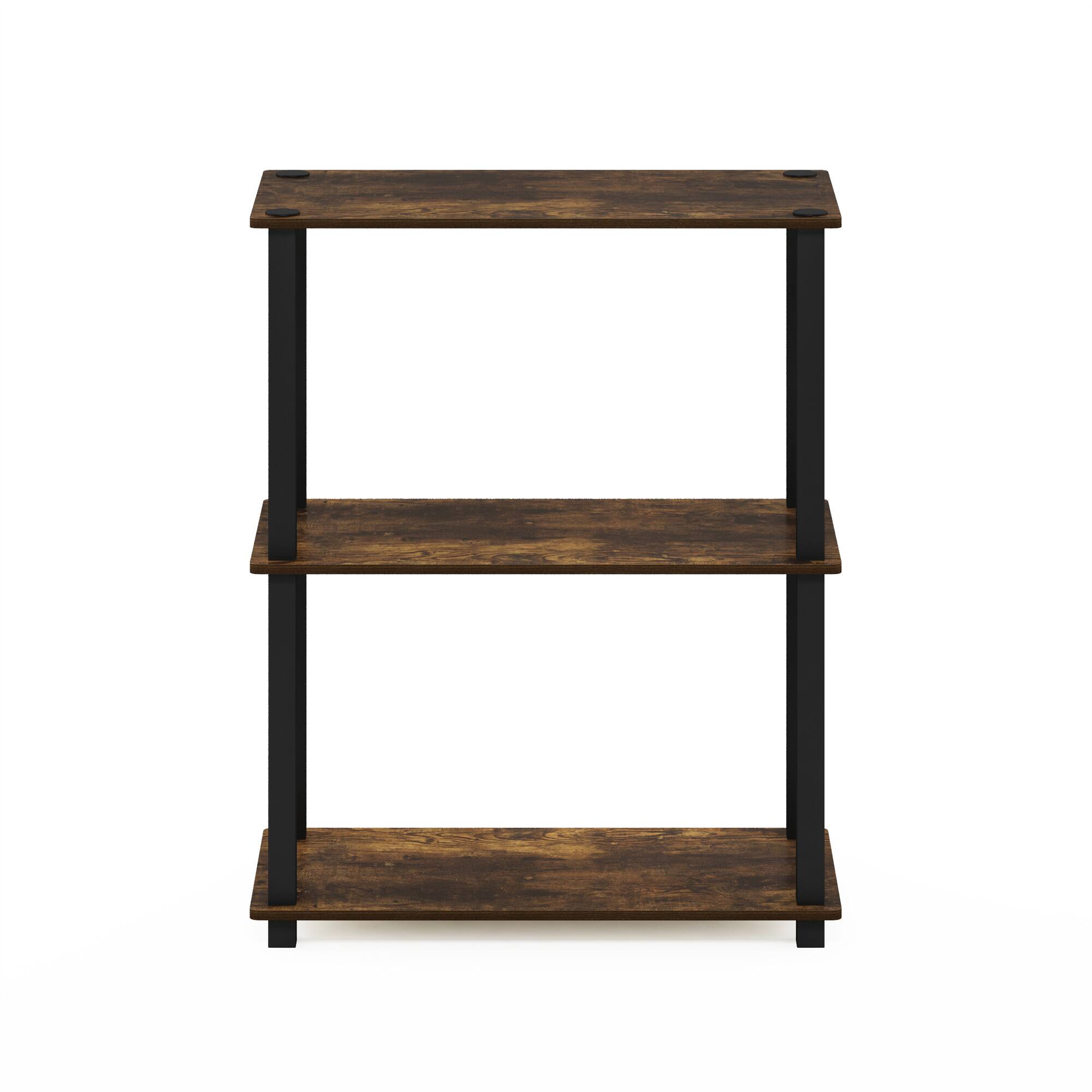 Alt View 2. Furinno - Turn-S-Tube 3-Tier Compact Multipurpose Shelf Display Rack with Square Tube, Amber Pine/Black - Amber Pine/Black.