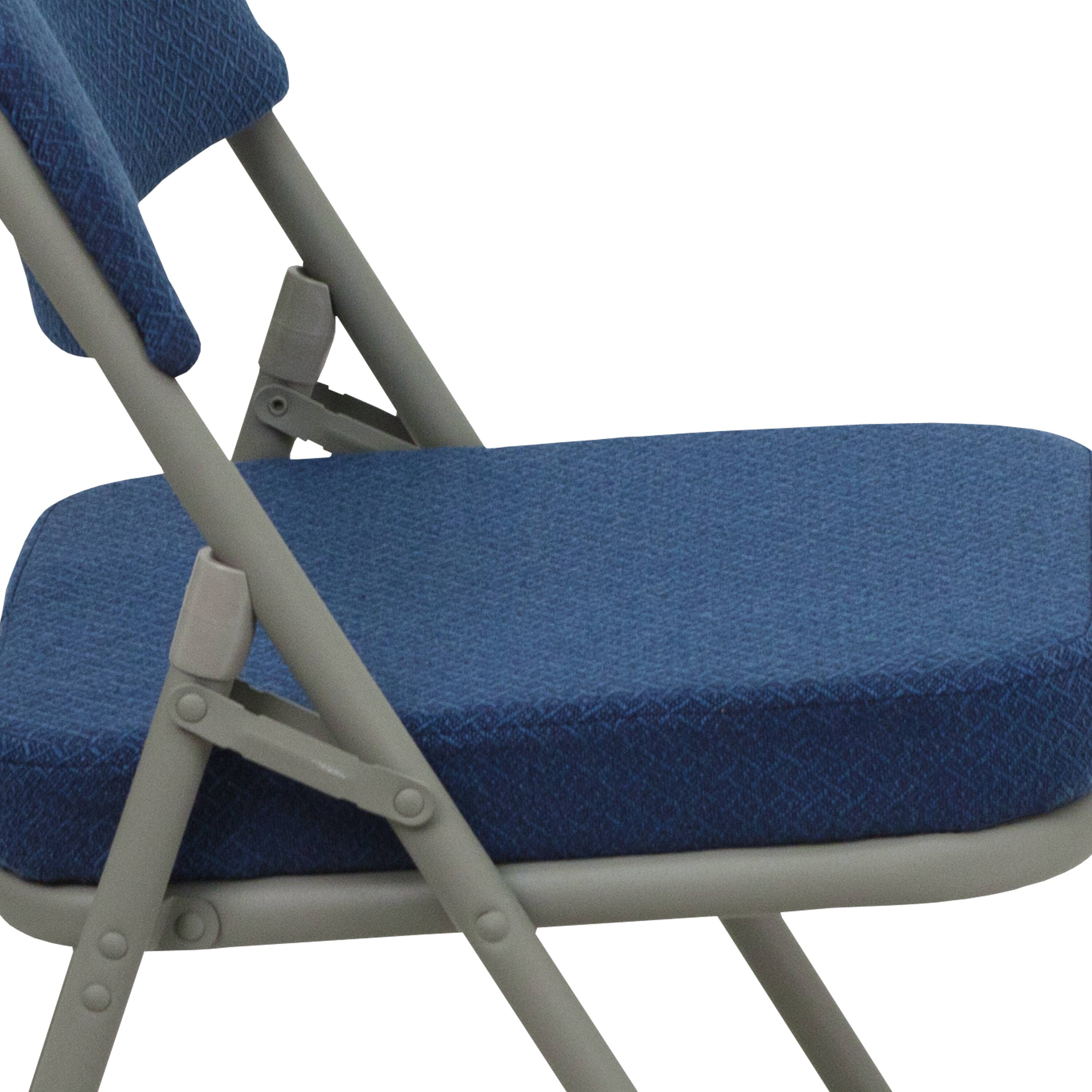 Alt View 9. Emma + Oliver - 2 Pack Home & Office Portable Party Events Fabric Padded Metal Folding Chair - Navy Fabric/Gray Frame.