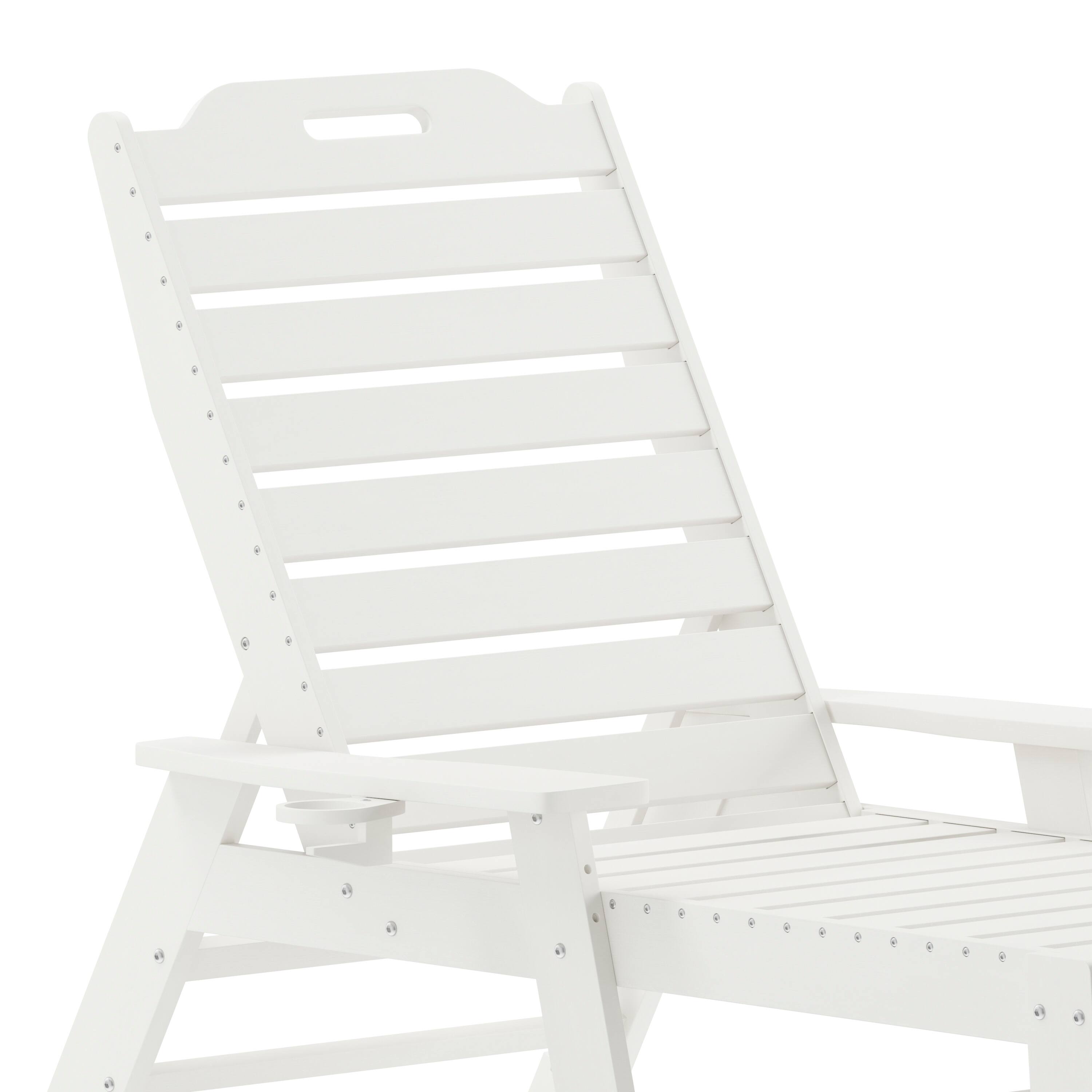 Alt View 10. Emma + Oliver - Ventura Poly Resin Adjustable Adirondack Lounger with Swivel Cup Holder for Indoor/Outdoor Use - White.