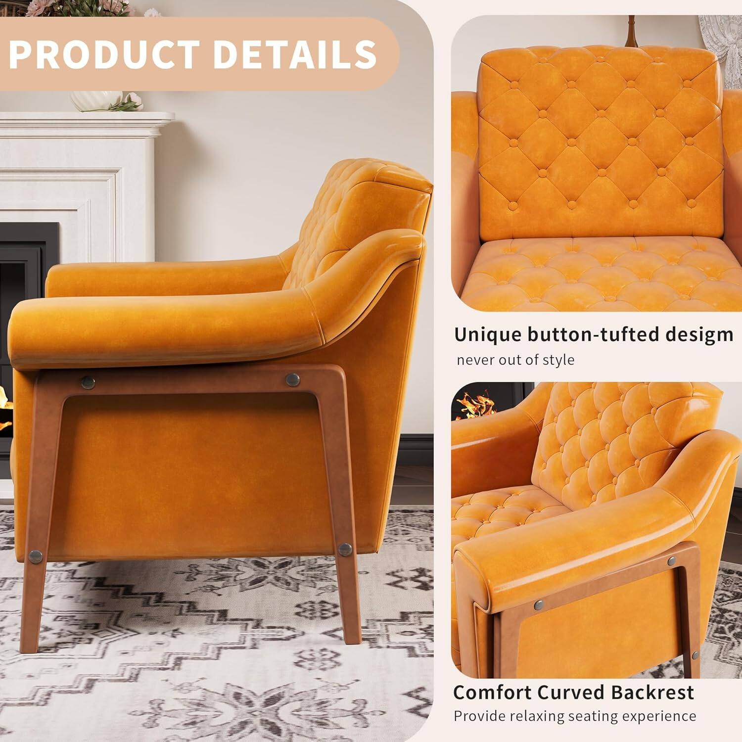 PRODUCT DETAILS

Unique button-tufted design  
never out of style

Comfort Curved Backrest  
Provide relaxing seating experience