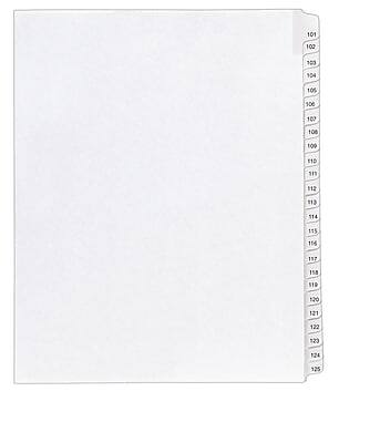 Avery - Legal Pre-Printed Paper Divider Collated Set, 101-125 Tabs, Allstate Style, Letter Size - White