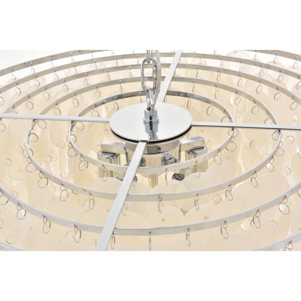 Back. Living District - Selene 6 light Chrome Pendant - Chrome And White.