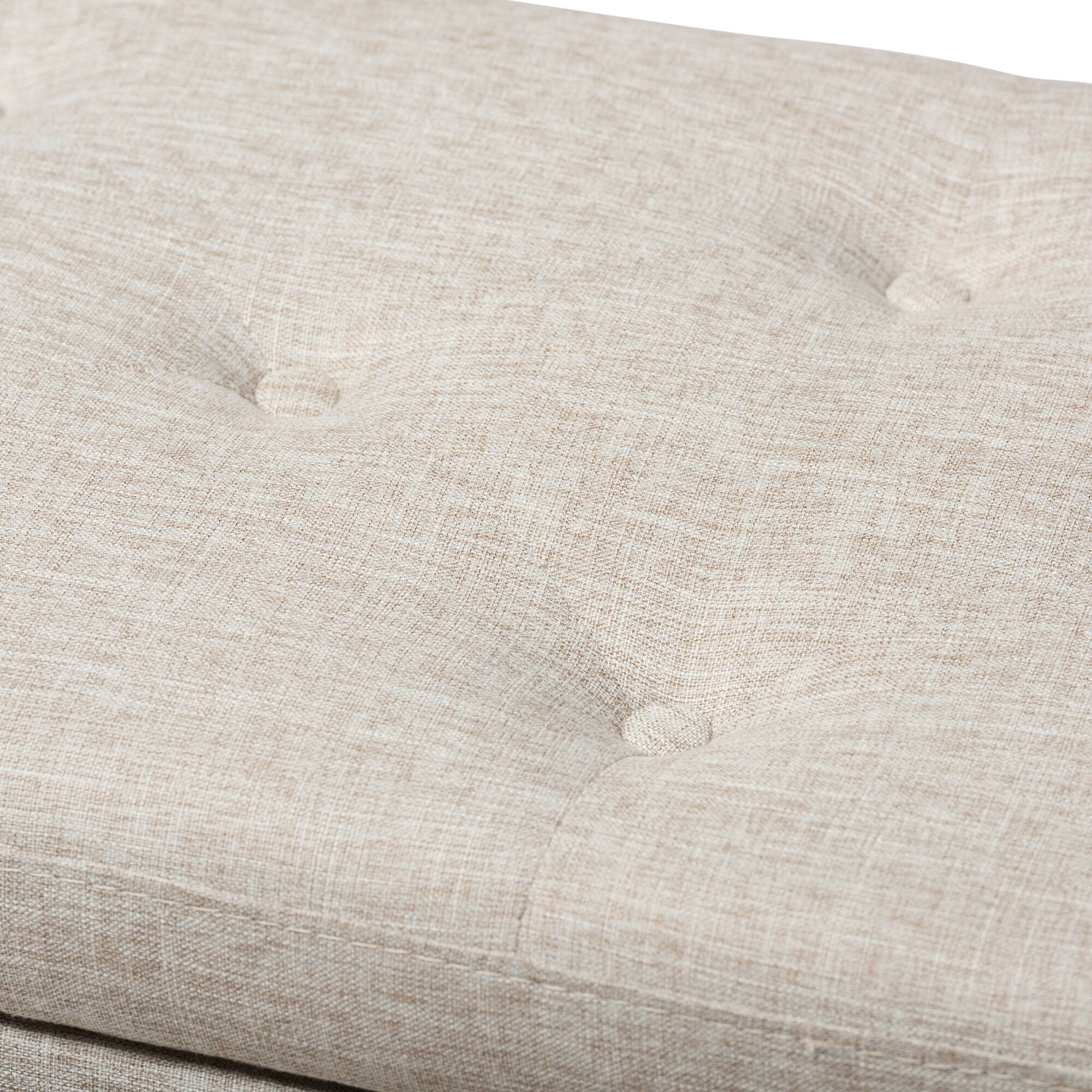Alt View 2. Baxton Studio - Hannah Modern and Contemporary Fabric Upholstered Button-Tufting Storage Ottoman Bench - Beige.