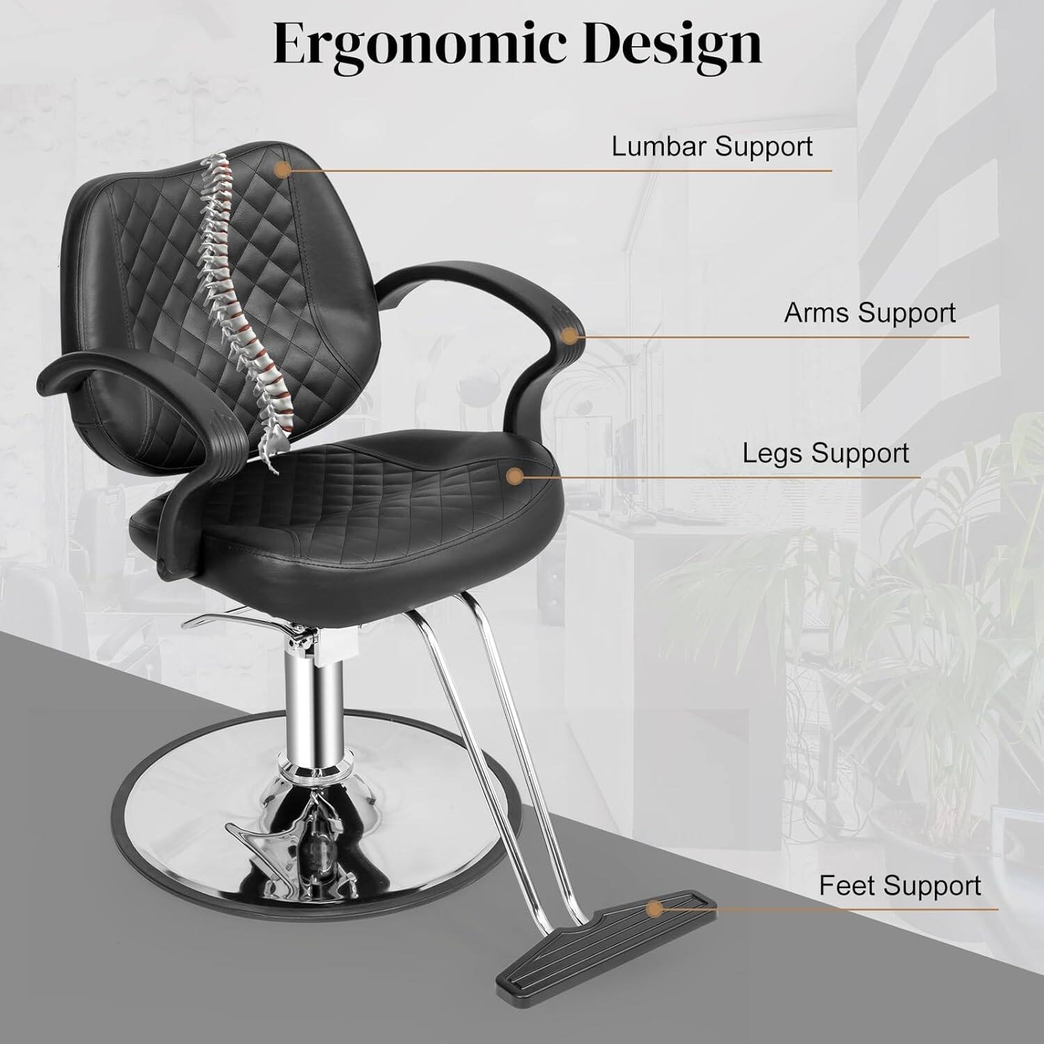 Ergonomic Design  
- Lumbar Support  
- Arms Support  
- Legs Support  
- Feet Support