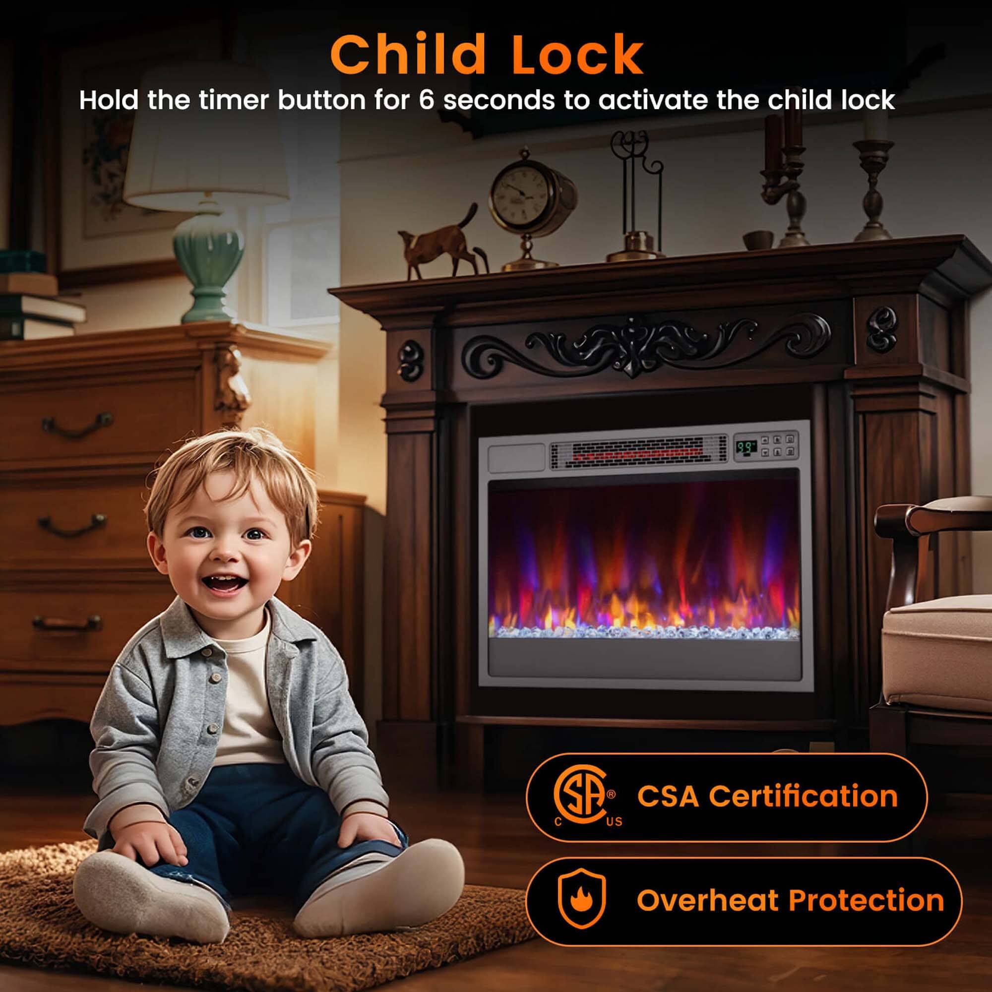 Child Lock  
Hold the timer button for 6 seconds to activate the child lock  

CSA Certification  
Overheat Protection