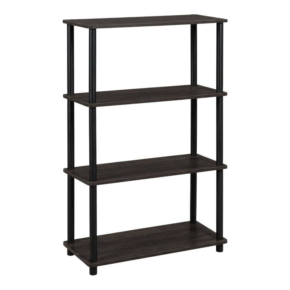 Front. FurniFact - Wooden bookcase in finish with sturdy construction for home and office use - Espresso/Black.