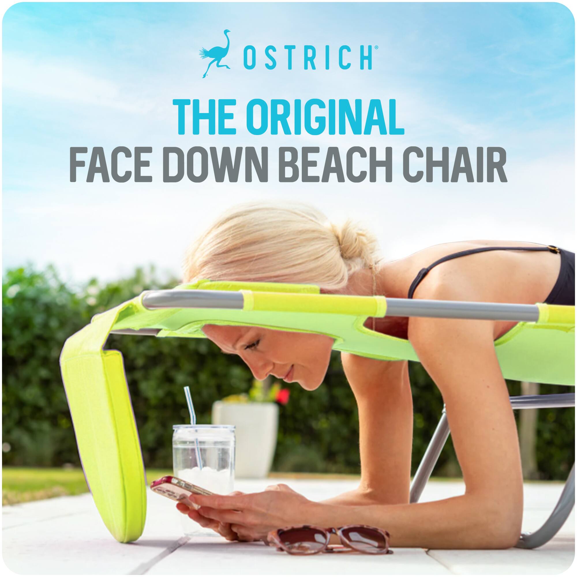 OSTRICH  
THE ORIGINAL  
FACE DOWN BEACH CHAIR