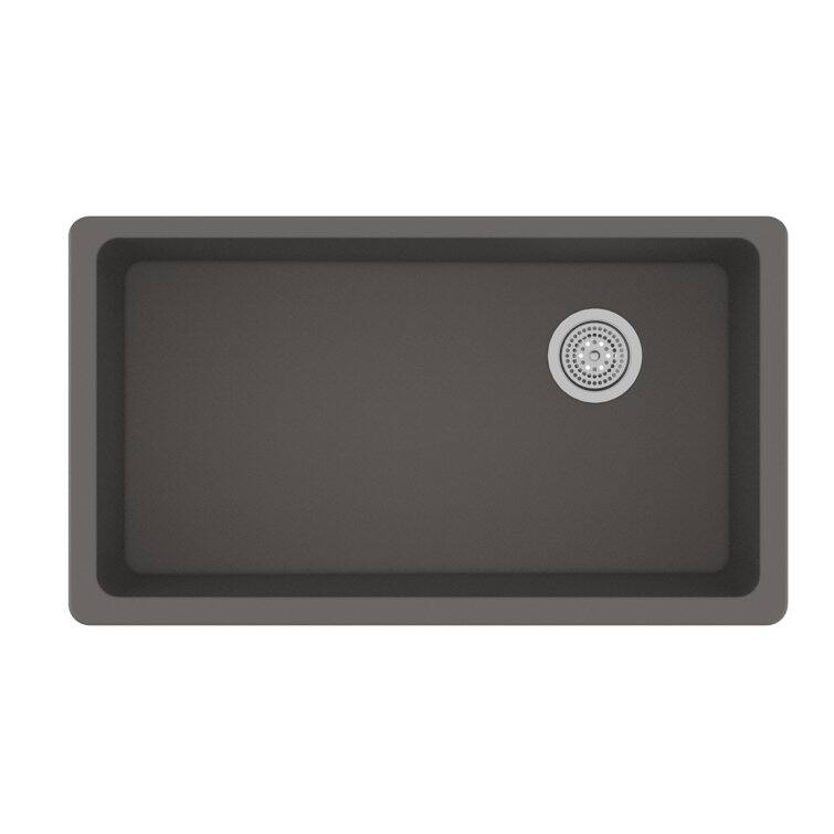 Front. Winpro - Winpro Undermount Granite Composite 33 in. L x 18-3/4 in. L x 9-1/2 in. Single Bowl Kitchen Sink in Gray - Gray.