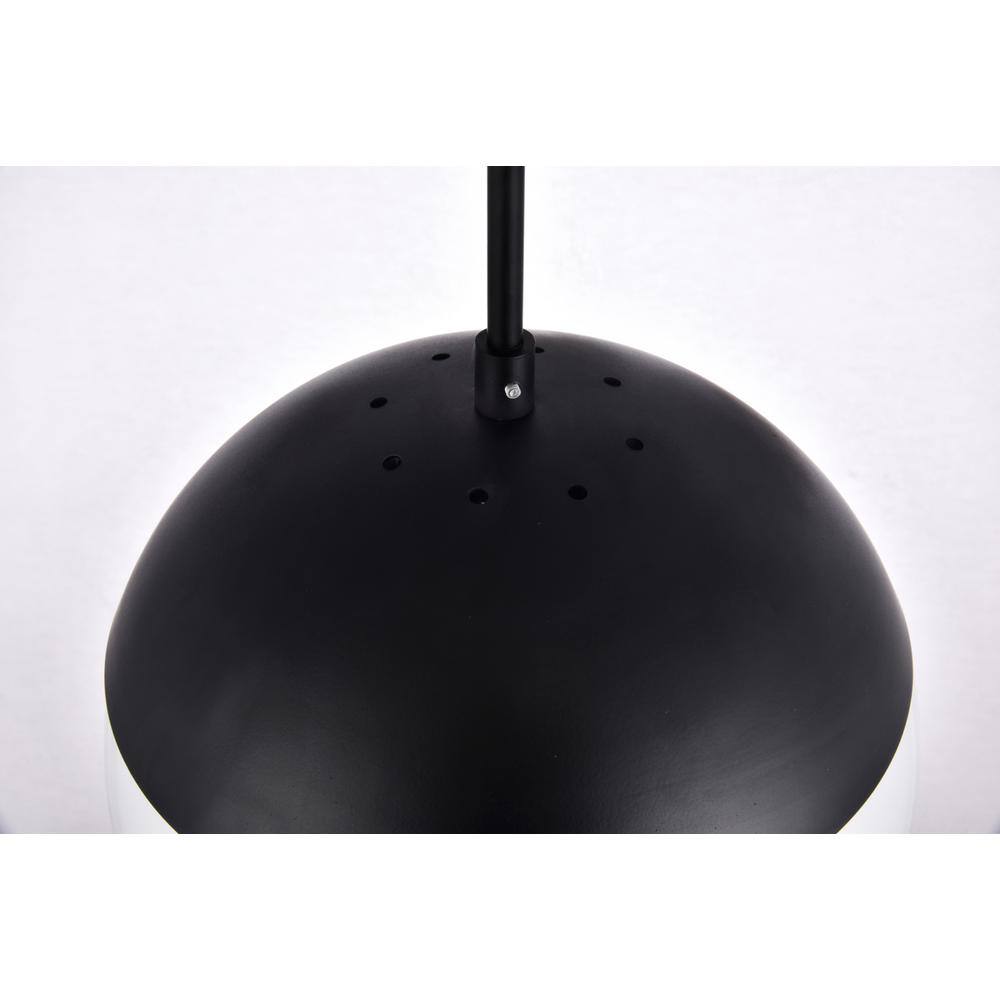 Left. Living District - Eclipse 1 Light Black plug in pendant With Frosted White Glass - Black And Frosted White.