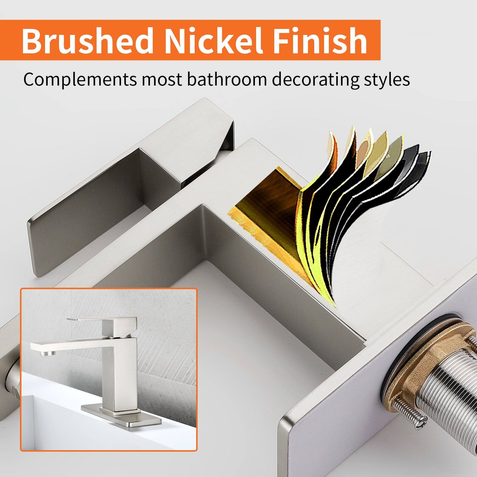 Brushed Nickel Finish  
Complements most bathroom decorating styles